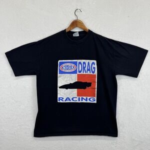Vintage NHRA Drag Racing Shirt Mens XL Black AllSport Made USA Graphic Tee 90s